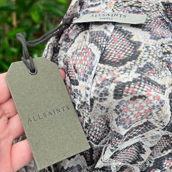 AllSaints Andia Misra UK S Small 8 Snake Animal Print Shirt Blouse Classy - Picture 2 of 8